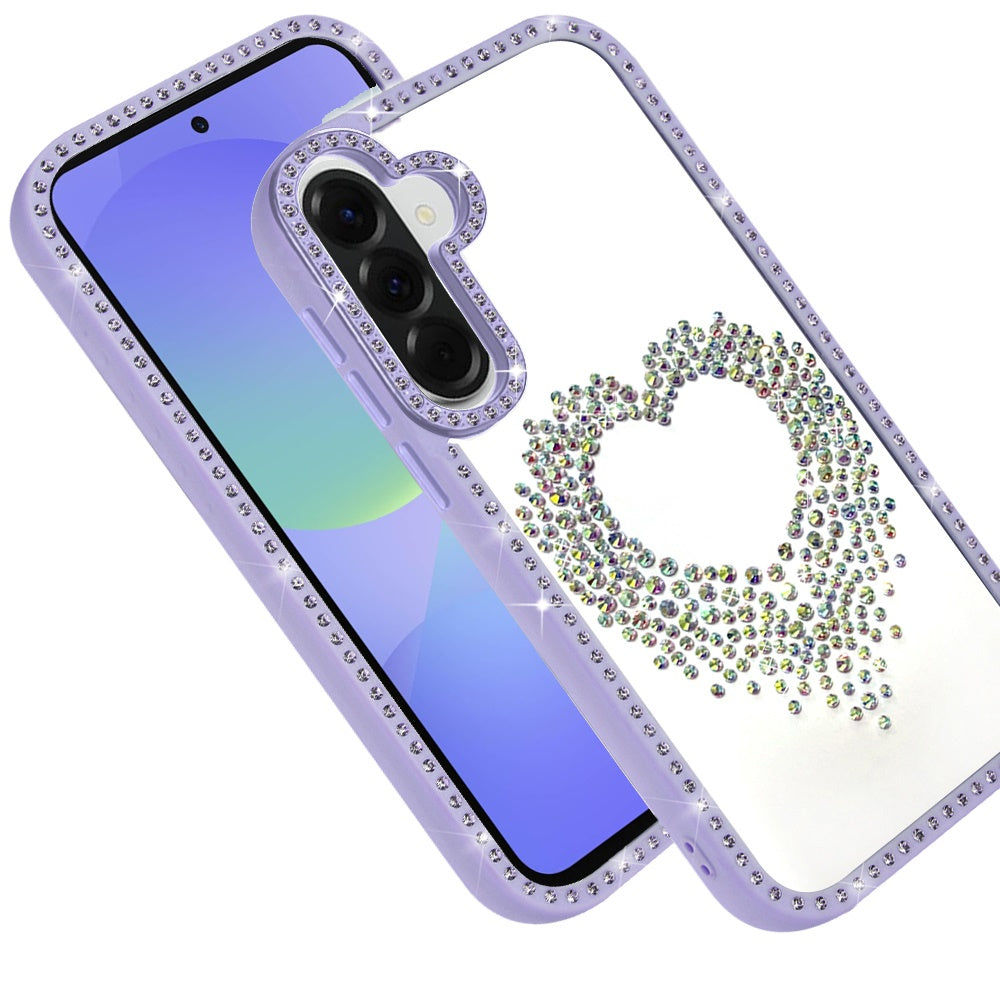 For Samsung Galaxy A37 Angel Hearts Glitter Shimmer Diamond Edge Hybrid Drop Protection Shockproof Design Case Cover