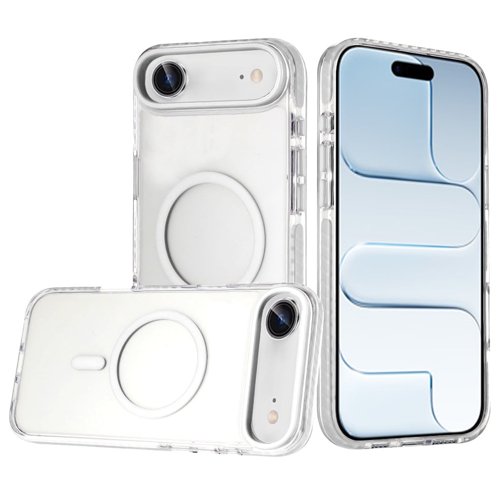 For Apple iPhone 17 Air (6.6") Transparent Hybrid with Color-Matched Magnetic Circle, Rubber TPU Frame Hard PC Shockproof Case Cover