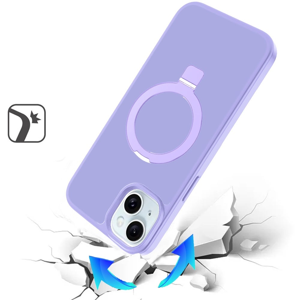 Phone Case for Apple iPhone 15 Plus Magnetic Ring Stand Full Rotation Matte Shockproof Grip Anti Slip Durable Camera Protection Hybrid Cover