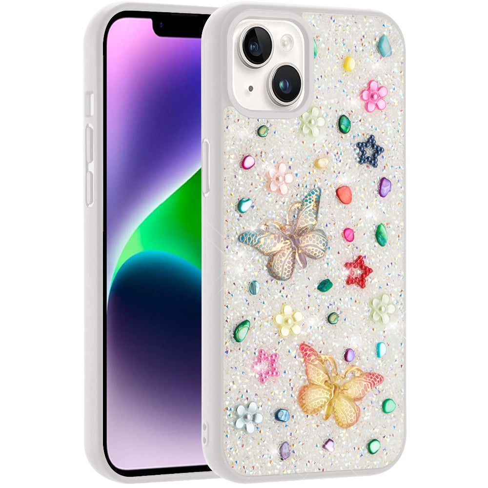 Phone Case for Apple iPhone 14 3D Butterfly Diamond Bling Glitter Shockproof Stylish Protective Luxury Hybrid Sparkly Durable Grip Design Cover