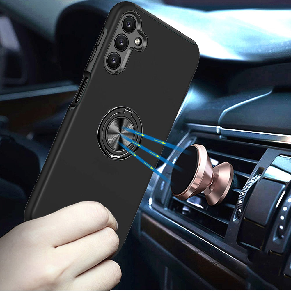 For Samsung Galaxy A17 5G Hybrid 360 Degree Rotatable Metal Invisible Ring Stand Holder Slim Fit Magnetic Car Mount Shockproof Case Cover Cosmic Orange