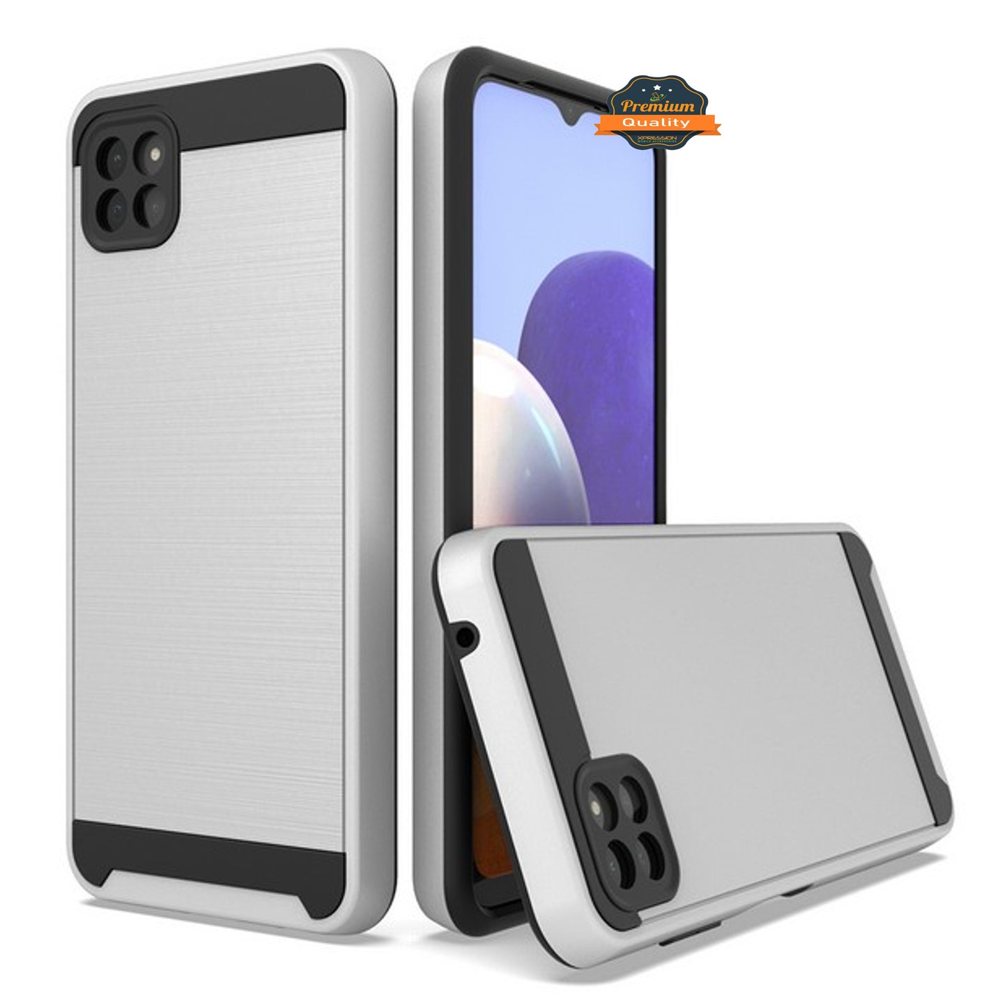 For Apple iPhone 11 (6.1") Rugged TPU + Hard PC Brushed Metal Texture Hybrid Dual Layer Defender Armor Shock Absorbing Phone Case Cover