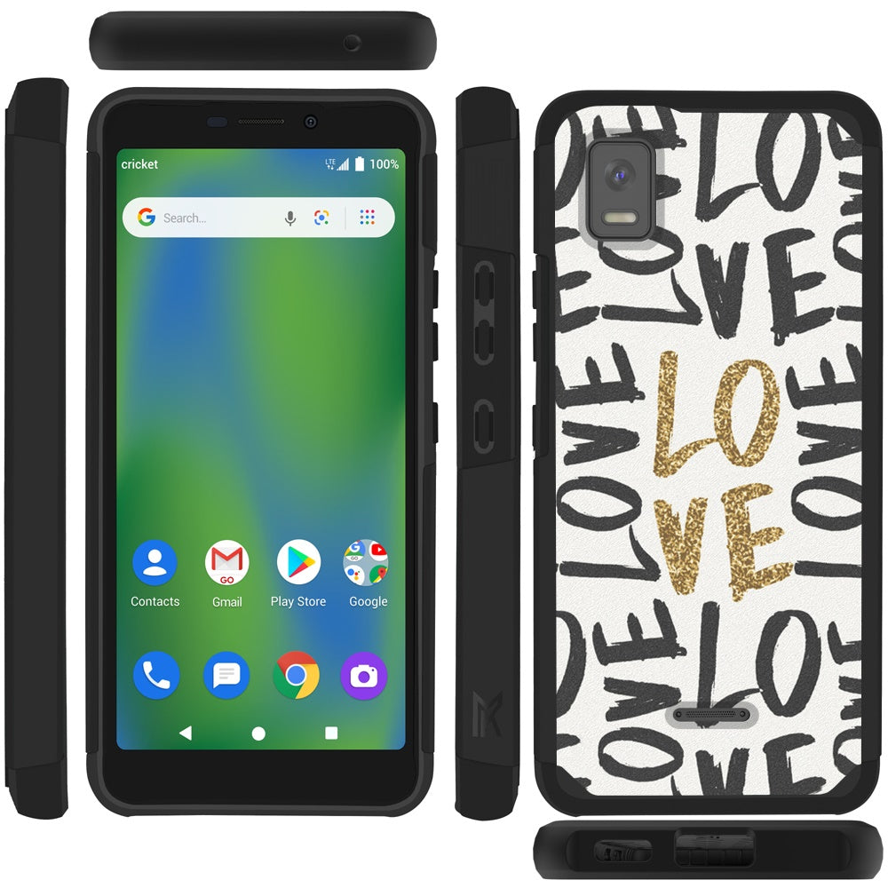 For Cricket Debut Smart Graphic Design Stylish Pattern Hard TPU Tough Strong Hybrid Shockproof Armor Frame Phone Case Cover