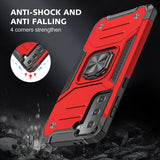 For Samsung Galaxy A42 5G Armor Stand Hybrid with Ring Holder Kickstand Shockproof Heavy-Duty Durable Rugged Dual Layer Red Phone Case Cover