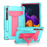 Case for Apple iPad Air 4 / iPad Air 5 / iPad Pro (11 inch) Tough Hybrid Kickstand Vertical 3in1 Shockproof Anti-Scratch PC + Silicone Armor Teal Pink Tablet Cover