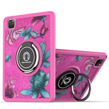 Case for Samsung Galaxy Tab A7 (10.4 inch) Slim Hybrid with Ring Magnetic Stand Holder Kickstand Frame Bumper Drop proof Tablet Pink Flowers Tablet Cover