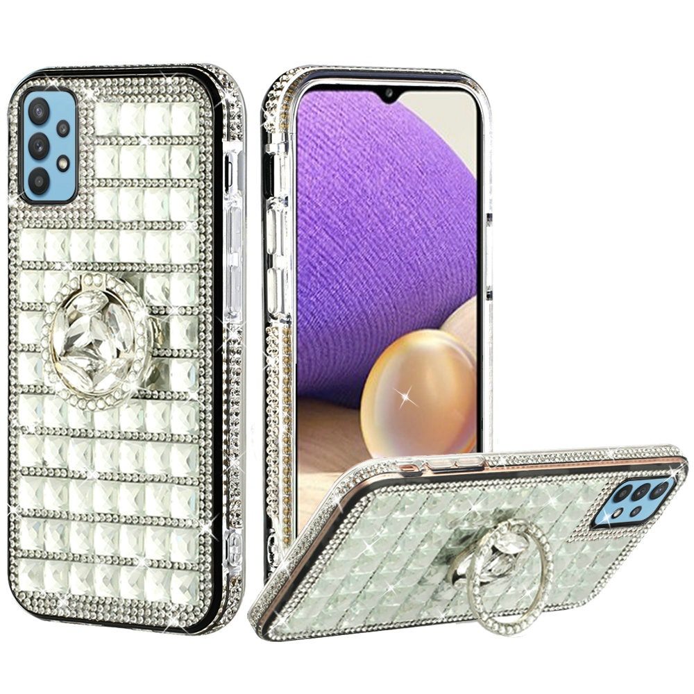For Apple iPhone XR Fashion Luxury 3D Bling Diamonds Rhinestone Jeweled Shiny Crystal Hybrid Hard with Ring Stand Holder Phone Case Cover