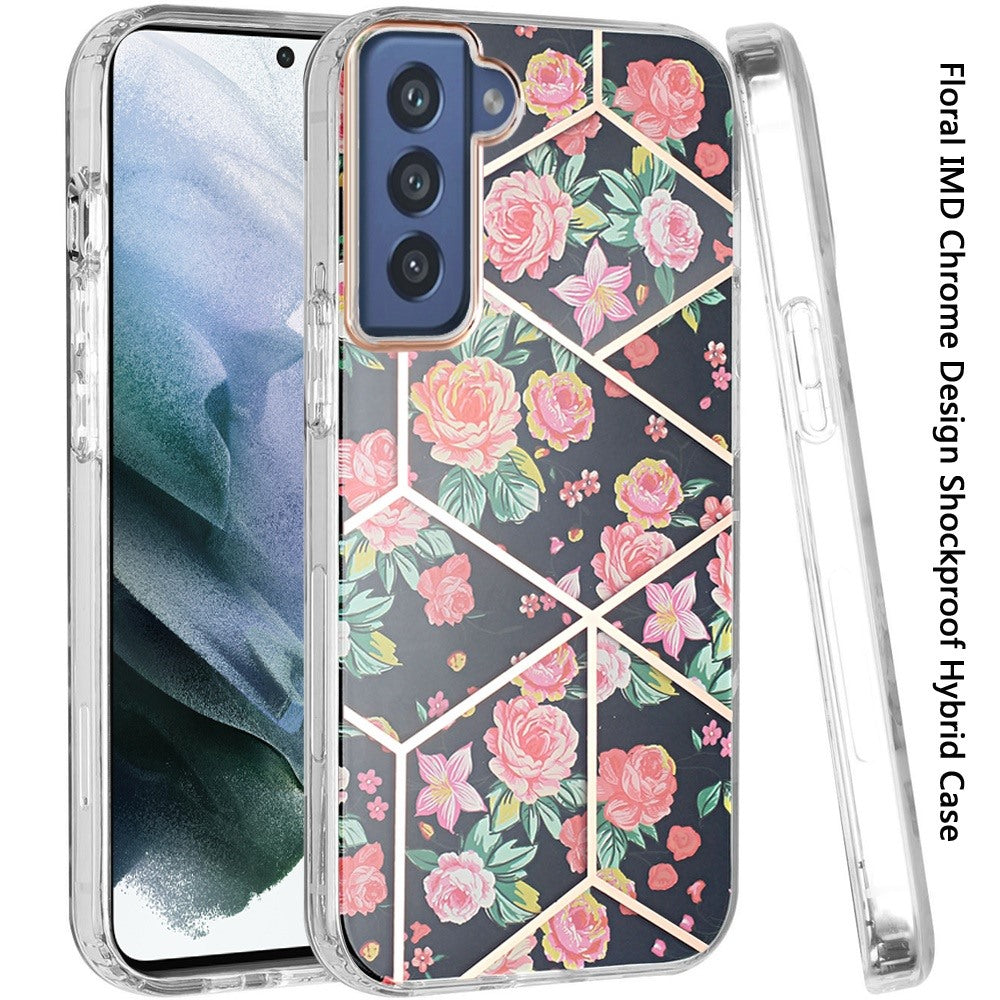 For Samsung Galaxy S22 Ultra Fashion Floral IMD Design Flower Hybrid Protective Hard Rubber TPU Slim Back Shockproof Phone Case Cover