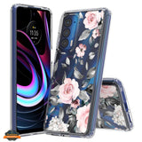 For Motorola Edge 2021 Floral Patterns Design Transparent Soft TPU Silicone Shock Absorption Bumper Slim Hard Back  Phone Case Cover