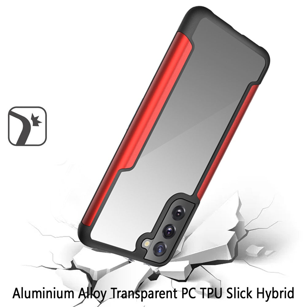 For Samsung Galaxy S22 Hybrid Aluminum Alloy Metal Clear Transparent Back PC TPU Bumper Frame Armor Shockproof Phone Case Cover