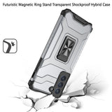 For Samsung Galaxy S22 Transparent 360 Rotation Built-in Magnetic Ring Kickstand Holder Hybrid Rugged Armor Bumper  Phone Case Cover