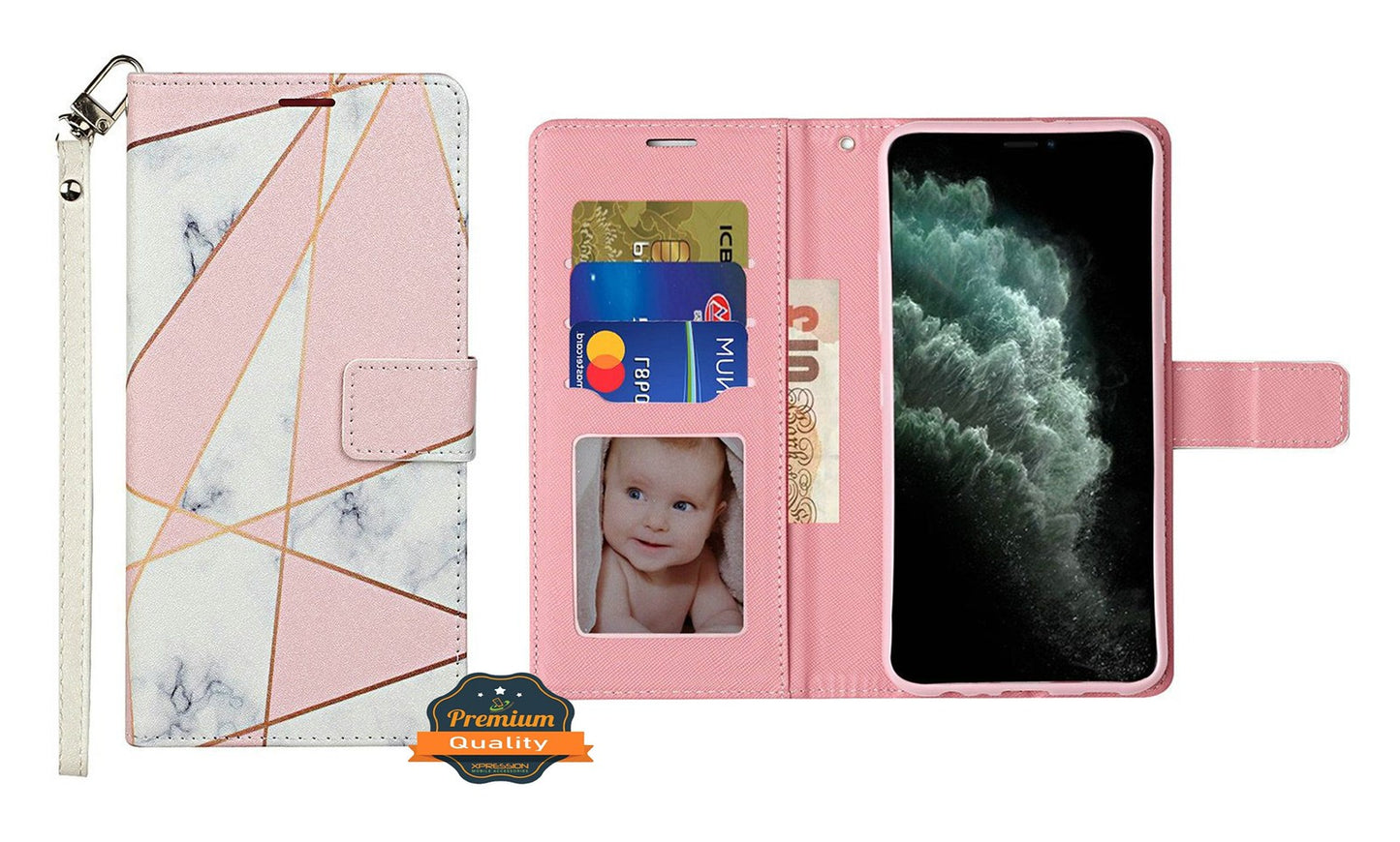 For Motorola Edge+ 2022 /Edge Plus Design Wallet Case ID Money Credit Card Holder Leather Pocket Flip Pouch & Strap Phone Case Cover