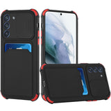 For Samsung Galaxy S21 FE /Fan Edition Ultra Slim Wallet Case Credit Card Holder Back TPU Hybrid Rubber Silicone with Slide Camera Protection  Phone Case Cover
