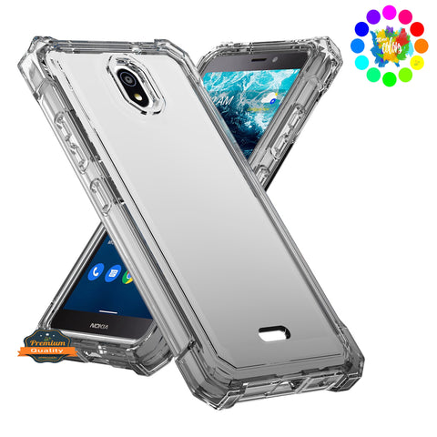 For Nokia C100 Clear Gradient Hybrid Thick Guard Shockproof Dual Layer Hard PC + TPU Bumper Frame Armor  Phone Case Cover