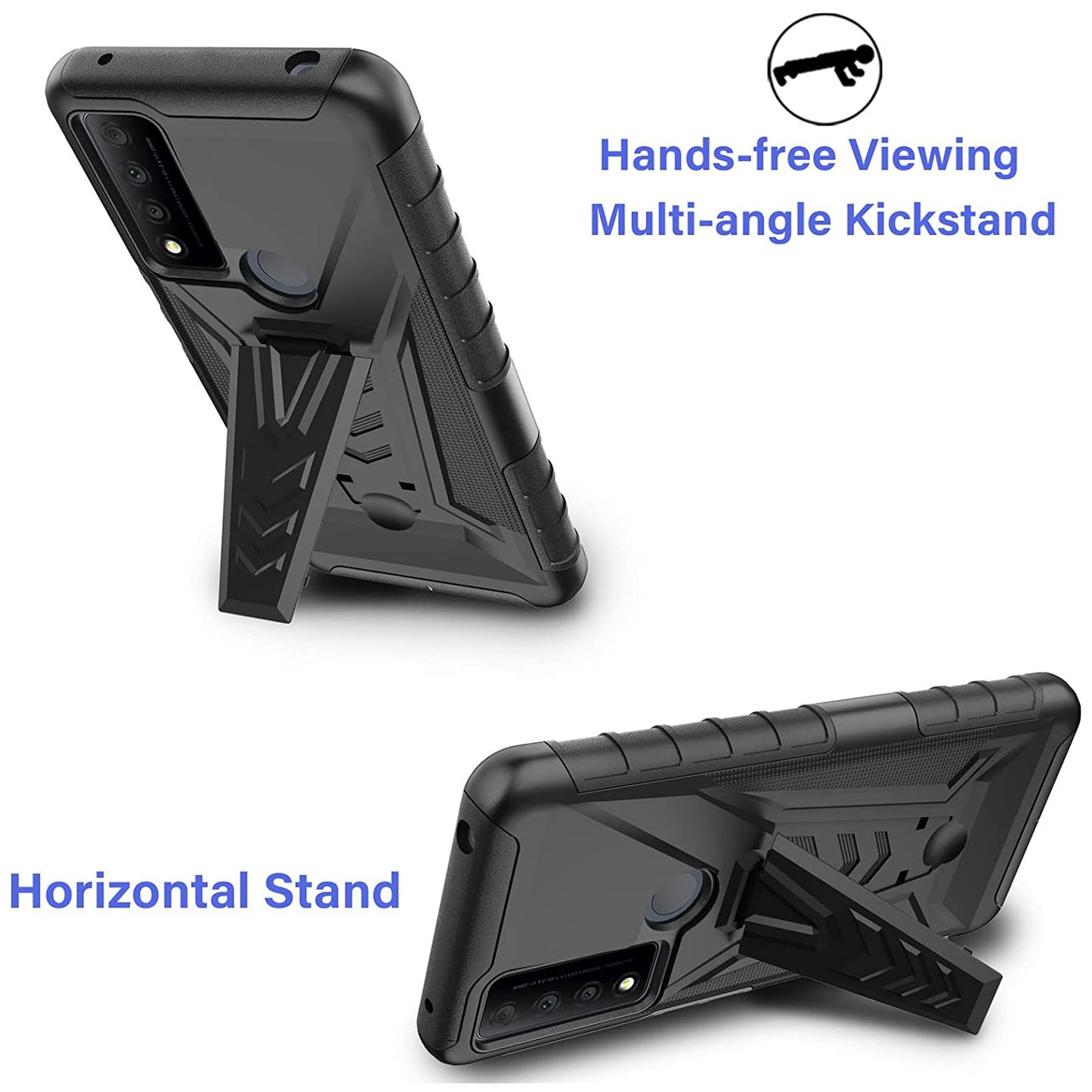 For Apple iPhone 14 (6.1") Belt Clip Holster Shockproof with Clip On & Kickstand Heavy Duty 3in1 Hybrid Black Phone Case Cover