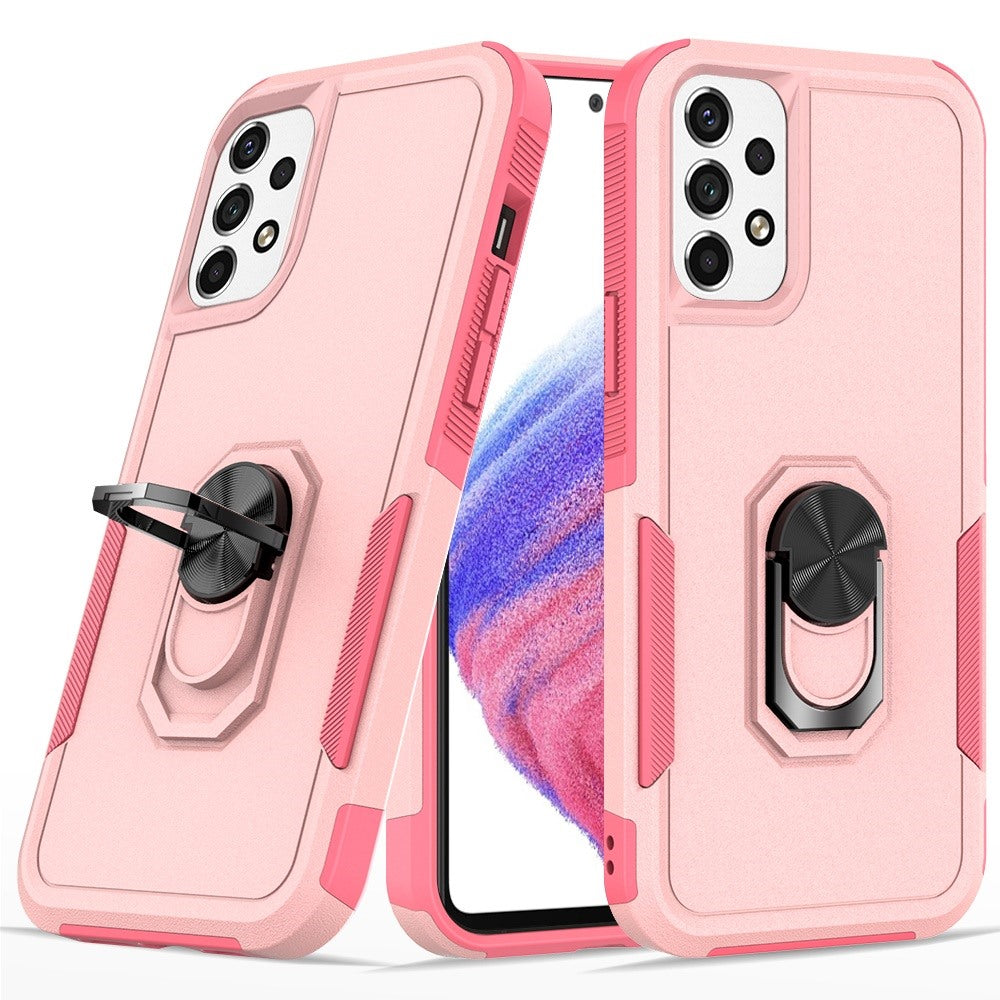 For Apple iPhone 11 (6.1") Hybrid Rugged Hard Drop-Proof 3 Layer Protection Military Grade Armor with Metal Ring Stand Phone Case Cover