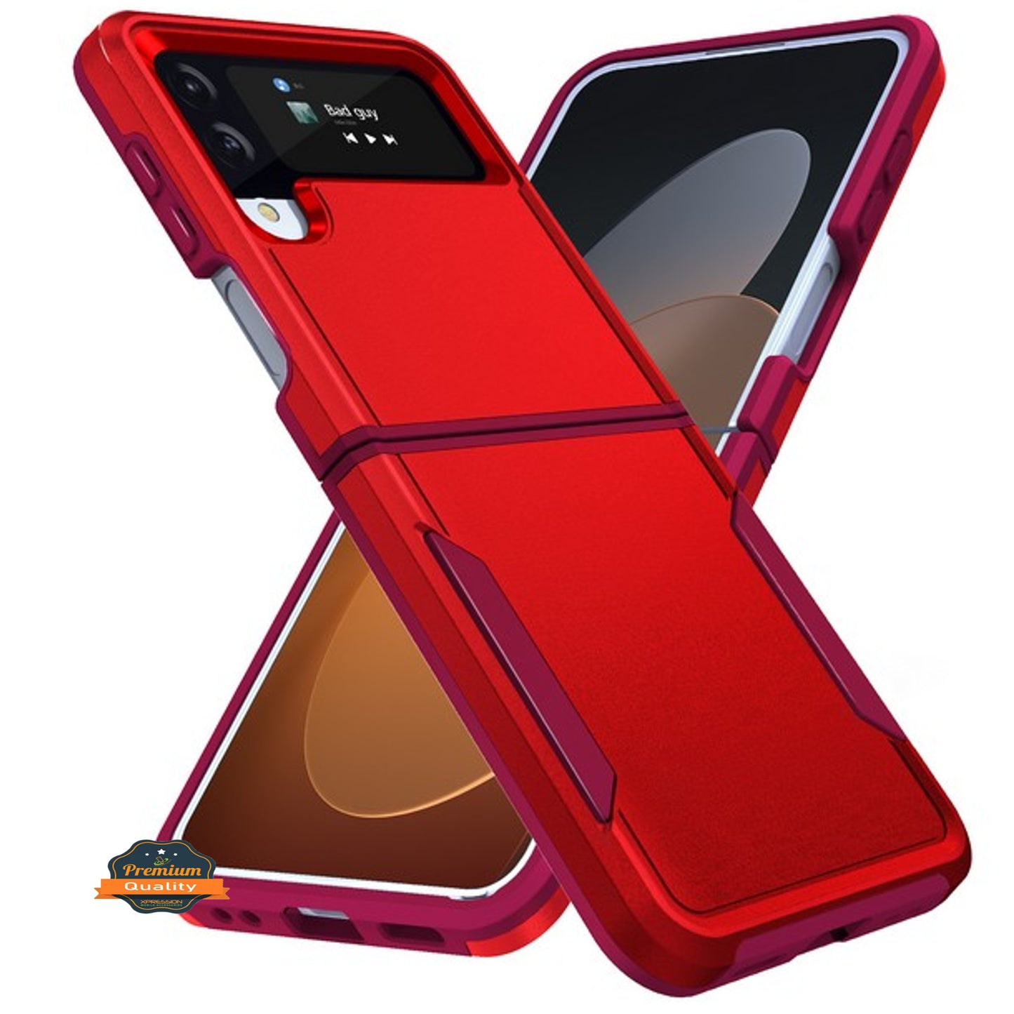 For Samsung Galaxy Z Flip 4 5G Hybrid Bumper Rugged Dual Layer Hard PC TPU Heavy-Duty Military-Grade Rubber Protective Phone Case Cover