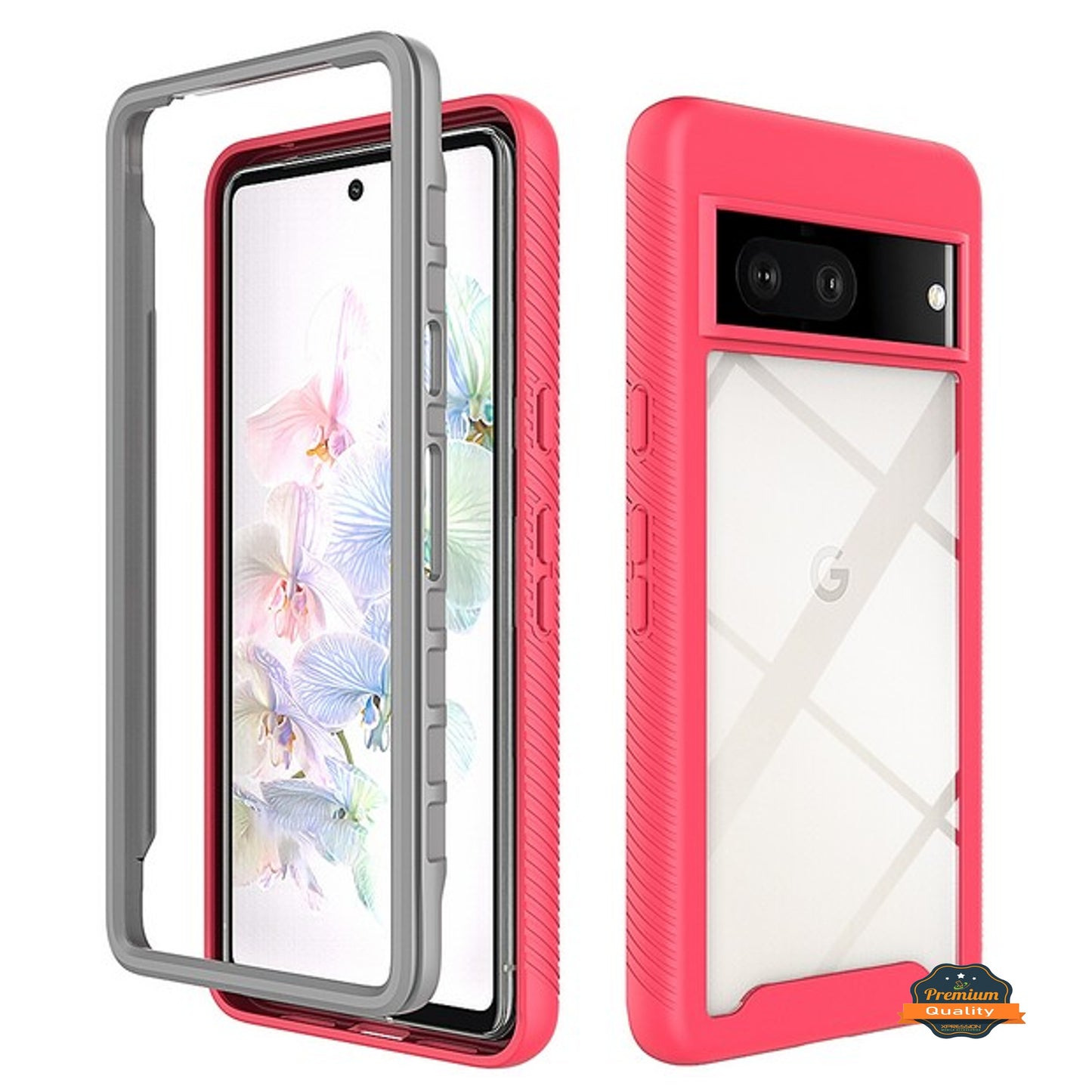 For Google Pixel 7 Pro Full Body Armor Slim Hybrid Double Layer Hard PC + TPU Transparent Back Rugged Frame Shockproof Phone Case Cover