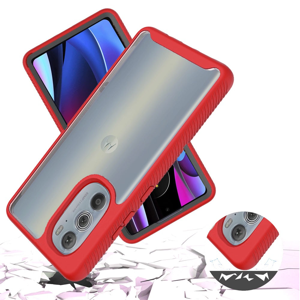 For Motorola Edge+ 2022 /Edge Plus Clear Dual Layer Tuff Rugged Bumper Frame Heavy Duty Hybrid Shockproof Rubber TPU Phone Case Cover