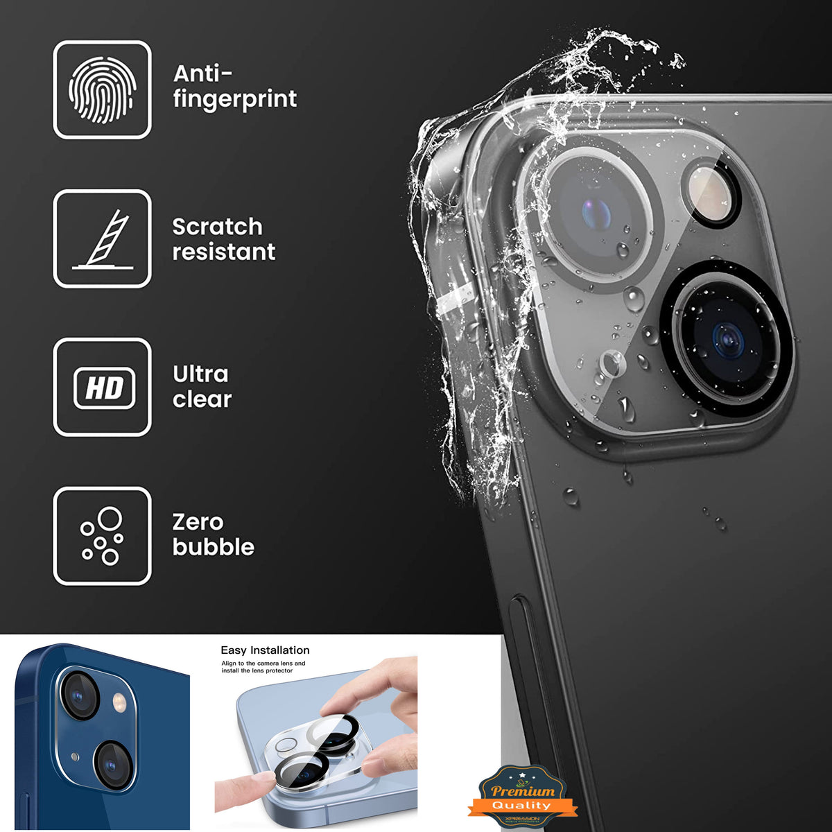 For Apple iPhone 11/12/13/14/Plus Pro Max Tempered Glass Camera Lens Protector Ultra HD, 9H Hardness, Scratch Resistant Back Camera Protection Screen Protector