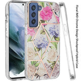 For Samsung Galaxy S22 Fashion Floral IMD Design Flower Pattern Hybrid Protective Hard Rubber TPU Slim Back Shockproof  Phone Case Cover