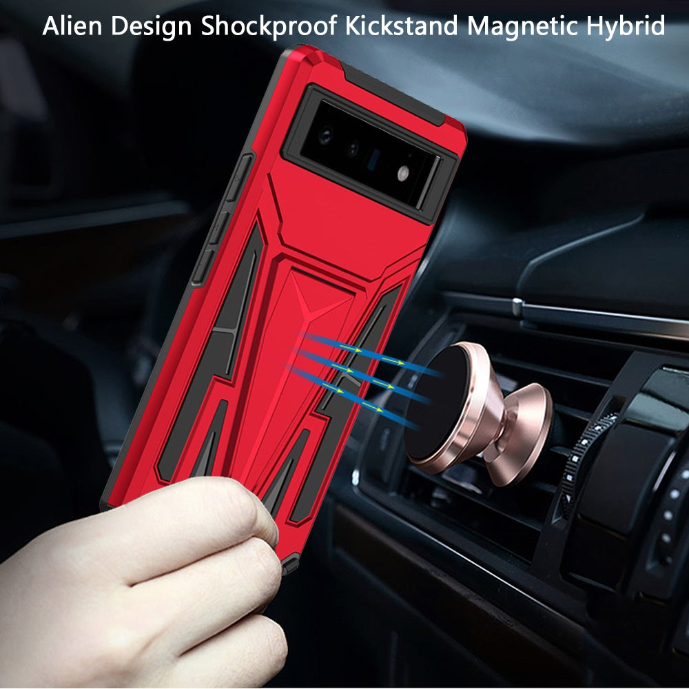 For Samsung Galaxy A23 5G Heavy Duty Protection Hybrid Built-in Kickstand Rugged Shockproof Military Grade Dual Layer Red Phone Case Cover