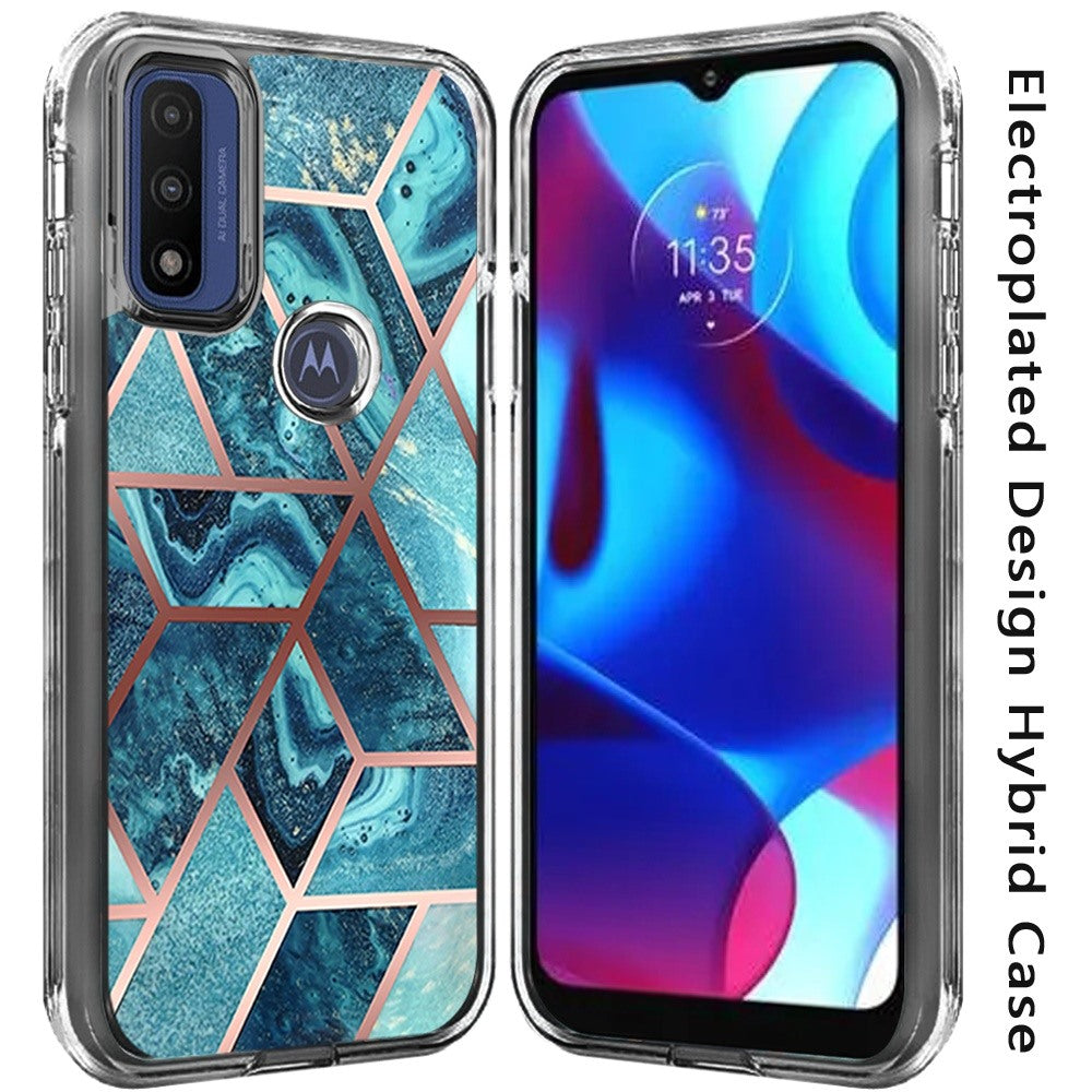 For Motorola Moto G Pure Electroplated Design Pattern Hybrid Luxury Fashion Hard PC TPU Bumper Hybrid Shook-Proof Armor Phone Case Cover