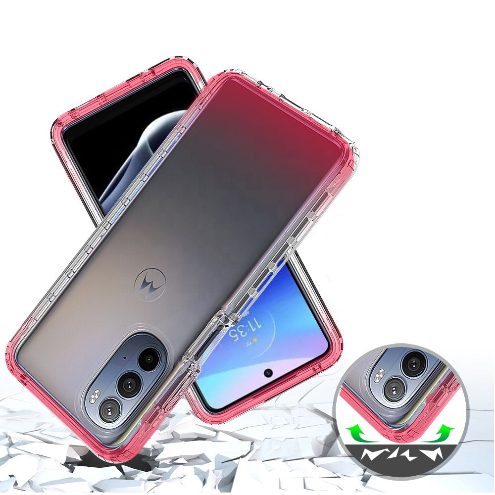 For Motorola Moto G Stylus 5G 2022 Dual Layer Hybrid Clear Gradient Two Tone Transparent Shockproof TPU Hard PC Frame Phone Case Cover