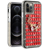 For Apple iPhone 11 (6.1") Fashion Luxury 3D Bling Diamonds Rhinestone Jeweled Ornament Shiny Crystal Hybrid TPU Hard  Phone Case Cover