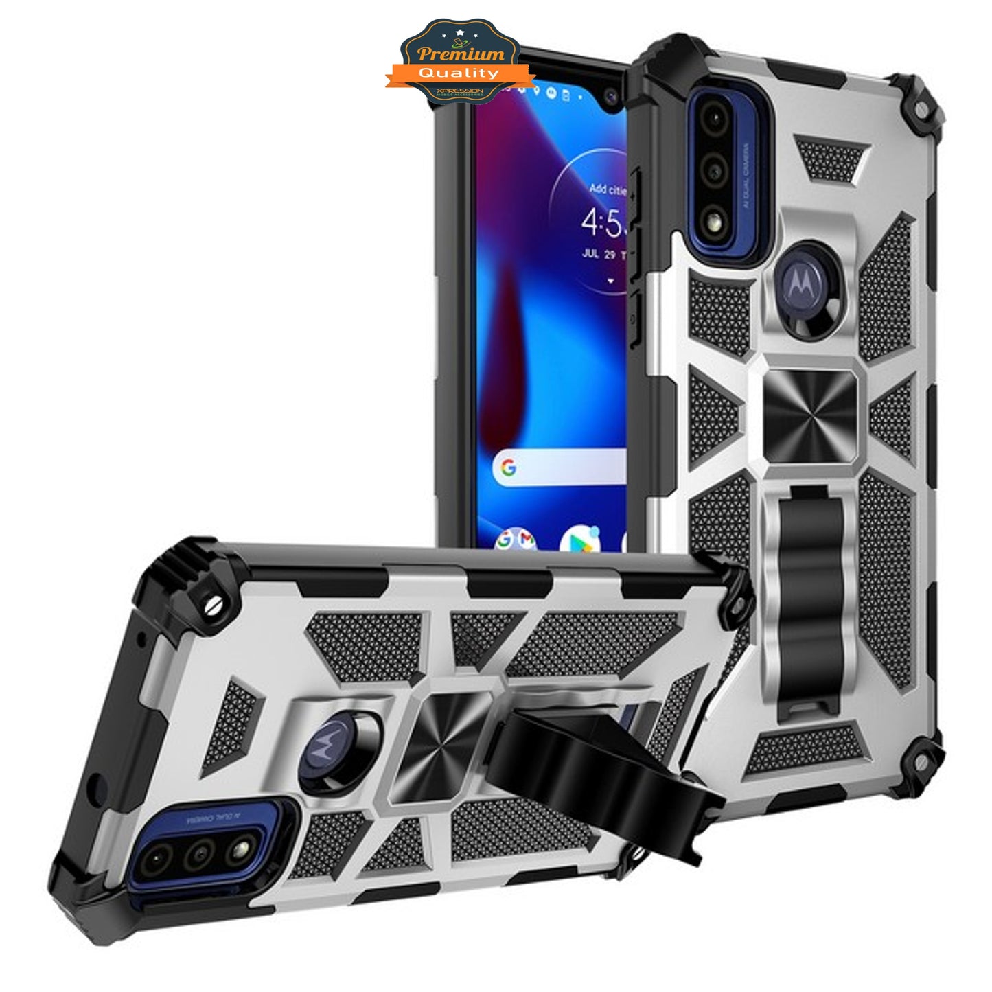 For Motorola Moto G Power 2022 Built in Magnetic Kickstand, Military Hybrid Heavy Duty Dual Layers Rugged Protective Phone Case Cover