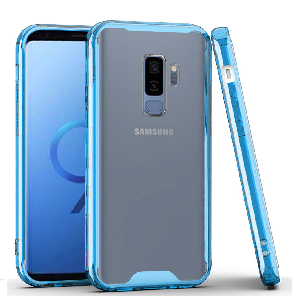 For Samsung Galaxy S9 /S9 Plus Colored Shockproof Transparent Hard PC + Rubber TPU Hybrid Bumper Shell Slim Fit Skin Protective Phone Case Cover