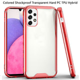 For Samsung Galaxy A33 5G Colored Shockproof Transparent Hard PC + Rubber TPU Hybrid Bumper Shell Thin Slim Protective  Phone Case Cover