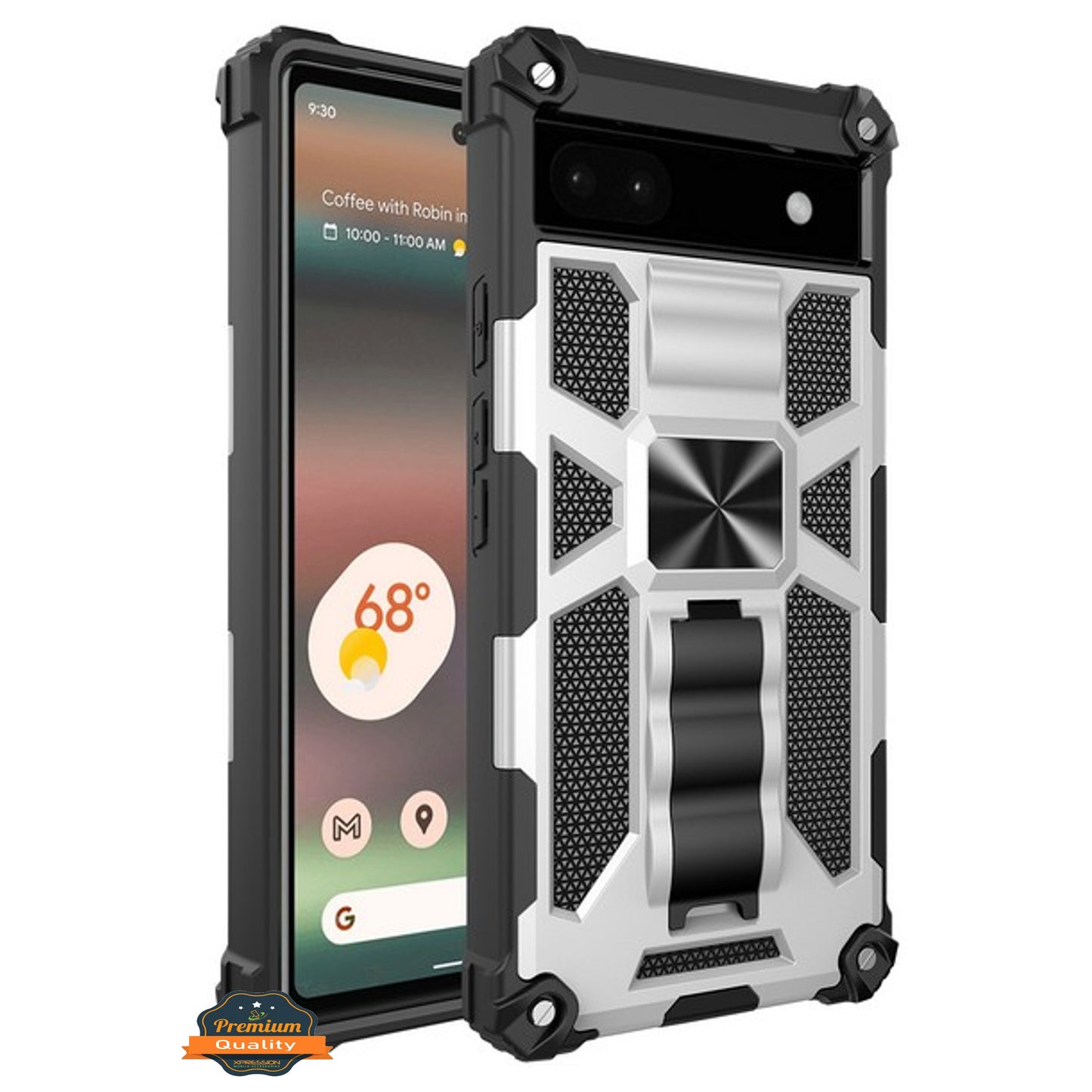 For Google Pixel 7 Built in Magnetic Kickstand, Military Hybrid Bumper Heavy Duty Dual Layers TPU Hard Rugged Protective Phone Case Cover