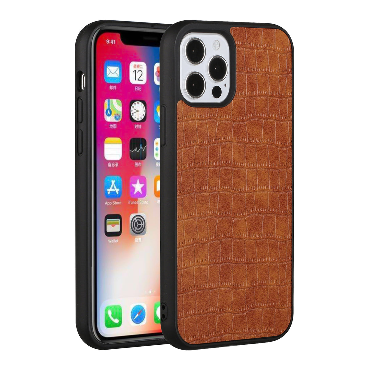 For Apple iPhone XR Ultra Slim Thin PU Leather Crocodile Design Flip Snap On Hybrid Shockproof TPU PC Hard Shell Durable Phone Case Cover