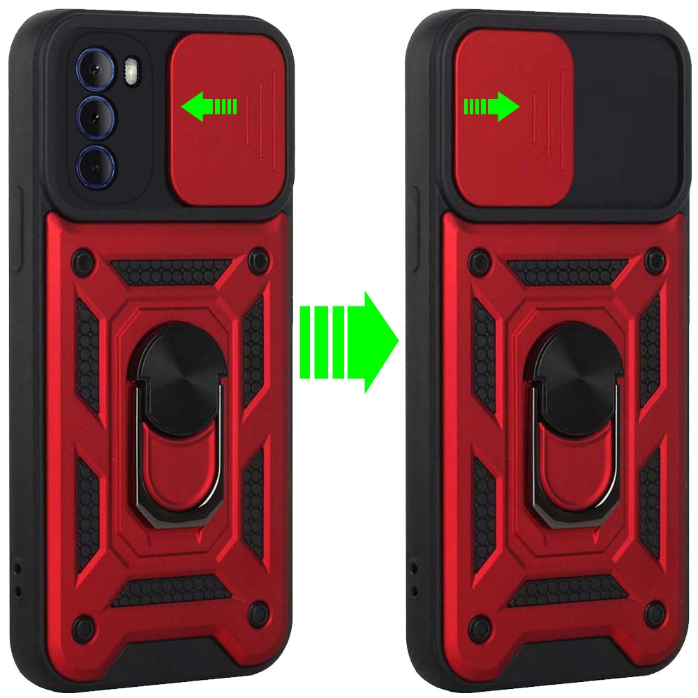For Motorola Moto G 5G 2022 Hybrid Cases with Slide Camera Lens Cover and Ring Holder Kickstand Rugged Dual Layer Phone Case Cover