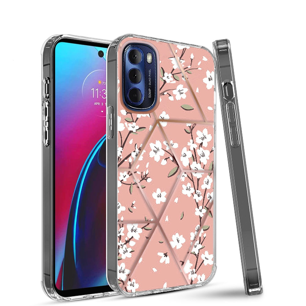 For Motorola Moto G Stylus 2022 4G Fashion Art Floral IMD Design Beautiful Flower Pattern Hybrid PC Rubber Hard Back Phone Case Cover
