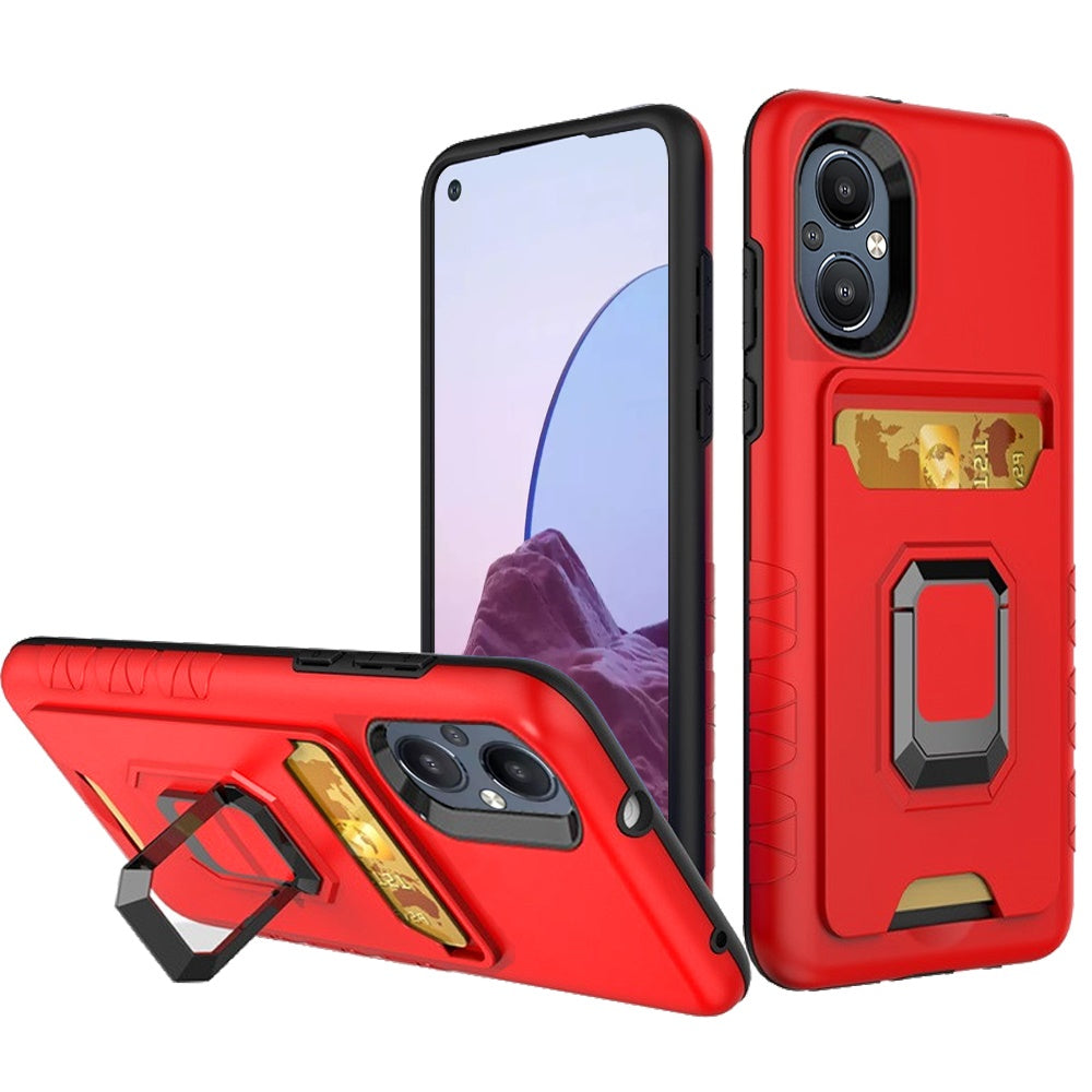 For OnePlus Nord N20 5G Wallet Case with Credit Card ID Slot Holder & Magnetic Stand Kickstand Ring Heavy Duty Hybrid Phone Case Cover