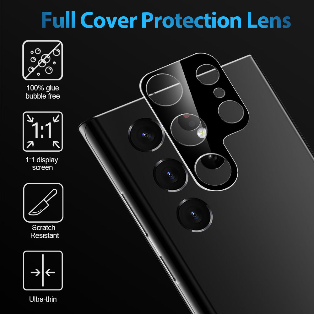 For Samsung Galaxy S23 /Plus /Ultra Camera Lens Protector Tempered Glass Rear Back Camera Protective Lens Shield, Case Friendly Screen Protector