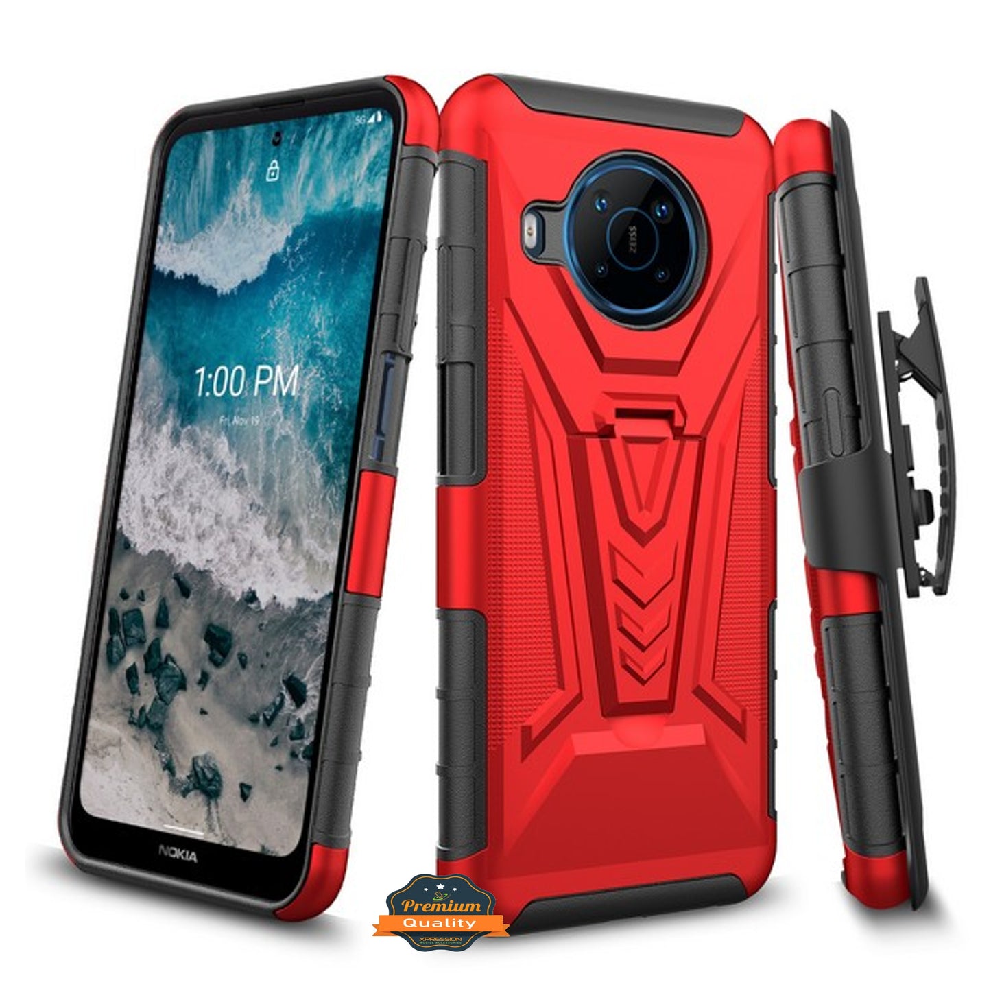 For TCL 30 SE 305 /306 Hybrid Armor V Kickstand with Swivel Belt Clip Holster Heavy Duty 3in1 Stand Shockproof Rugged Phone Case Cover