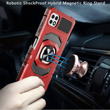 For Motorola Edge+ 2022 /Edge Plus Hybrid 2in1 with Rotate Magnetic Ring Stand Kickstand, Rugged Shockproof Protective Red Phone Case Cover