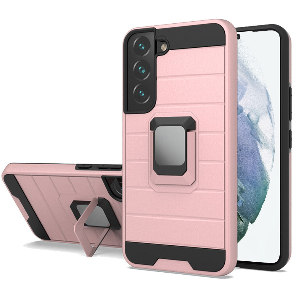 For Samsung Galaxy S22 /Plus Ultra Magnetic Ring Holder Rubber Hybrid Stand Kickstand Texture Rugged Armor Heavy Duty Military Grade Phone Case Cover