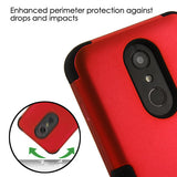 For LG K10 (2018)/K30 (X410)/Premier Pro/Harmony 2/Phonenix Plus Hybrid Three Layer Hard PC Shockproof Heavy Duty TPU Rubber Red Black Phone Case Cover