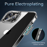 For Apple iPhone 13 Mini (5.4") Hybrid Crystal Clear Transparent Hard PC Back Gummy TPU Bumper Slim Fit with Chromed Buttons Clear Phone Case Cover