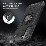 For Samsung Galaxy Note 8 Armor Hybrid with Ring Holder Kickstand Shockproof Heavy-Duty Durable Rugged Dual Layer Black Phone Case Cover