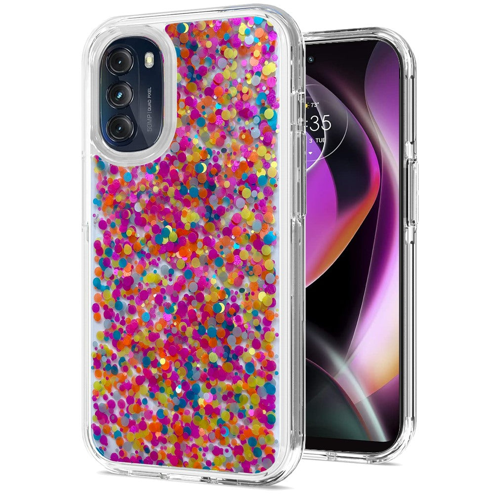 For Motorola Moto G 5G 2022 Colorful Glitter Bling Sparkle Epoxy Glittering Shining Hybrid Hard Silicone Shockproof Phone Case Cover