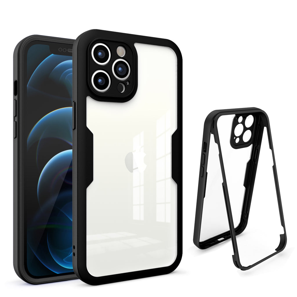 For Apple iPhone 11 (6.1") Transparent Case with PET Screen Protector Slim Full Body Shockproof Hard PC & TPU Hybrid Protective  Phone Case Cover