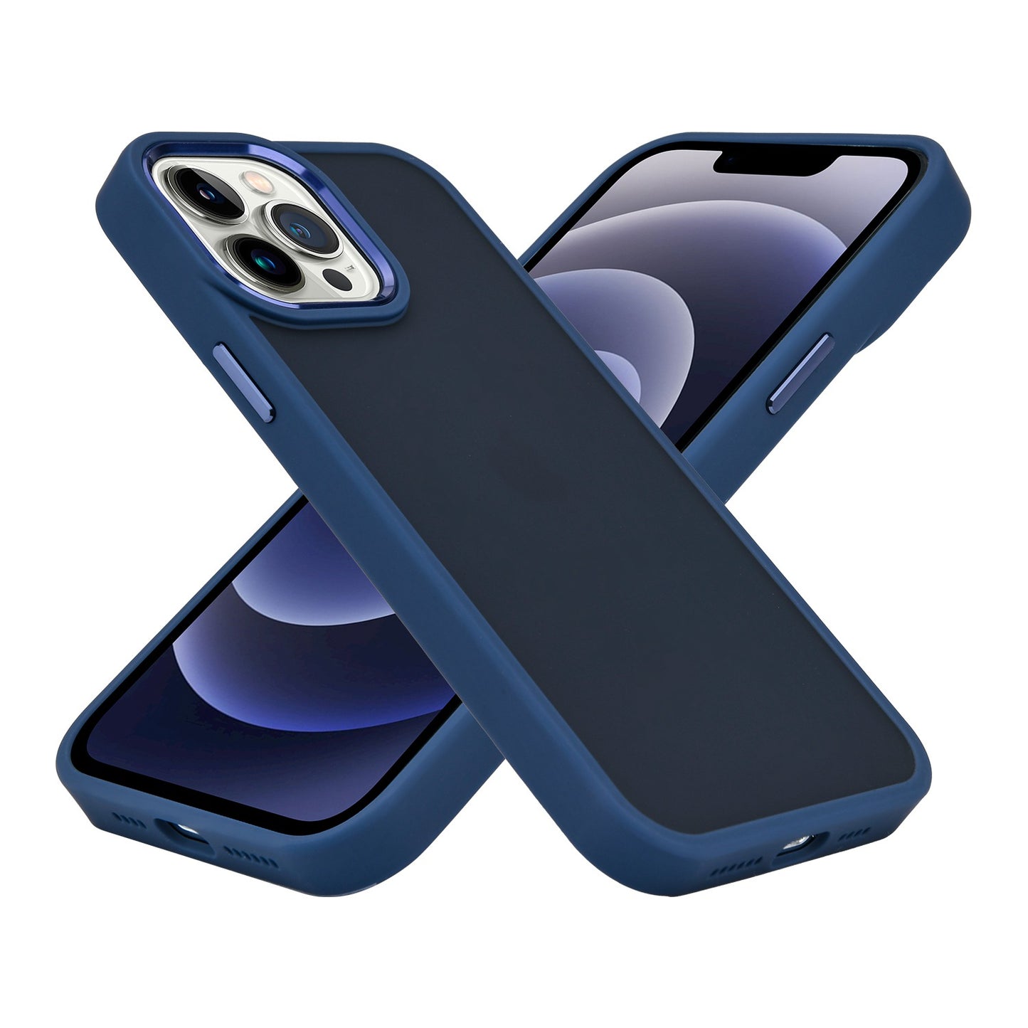 For Apple iPhone 14 Plus (6.7") Slim Fit Hybrid Frosted Matte Polished Oil Thick Acrylic Hard PC TPU Frame Phone Case Cover