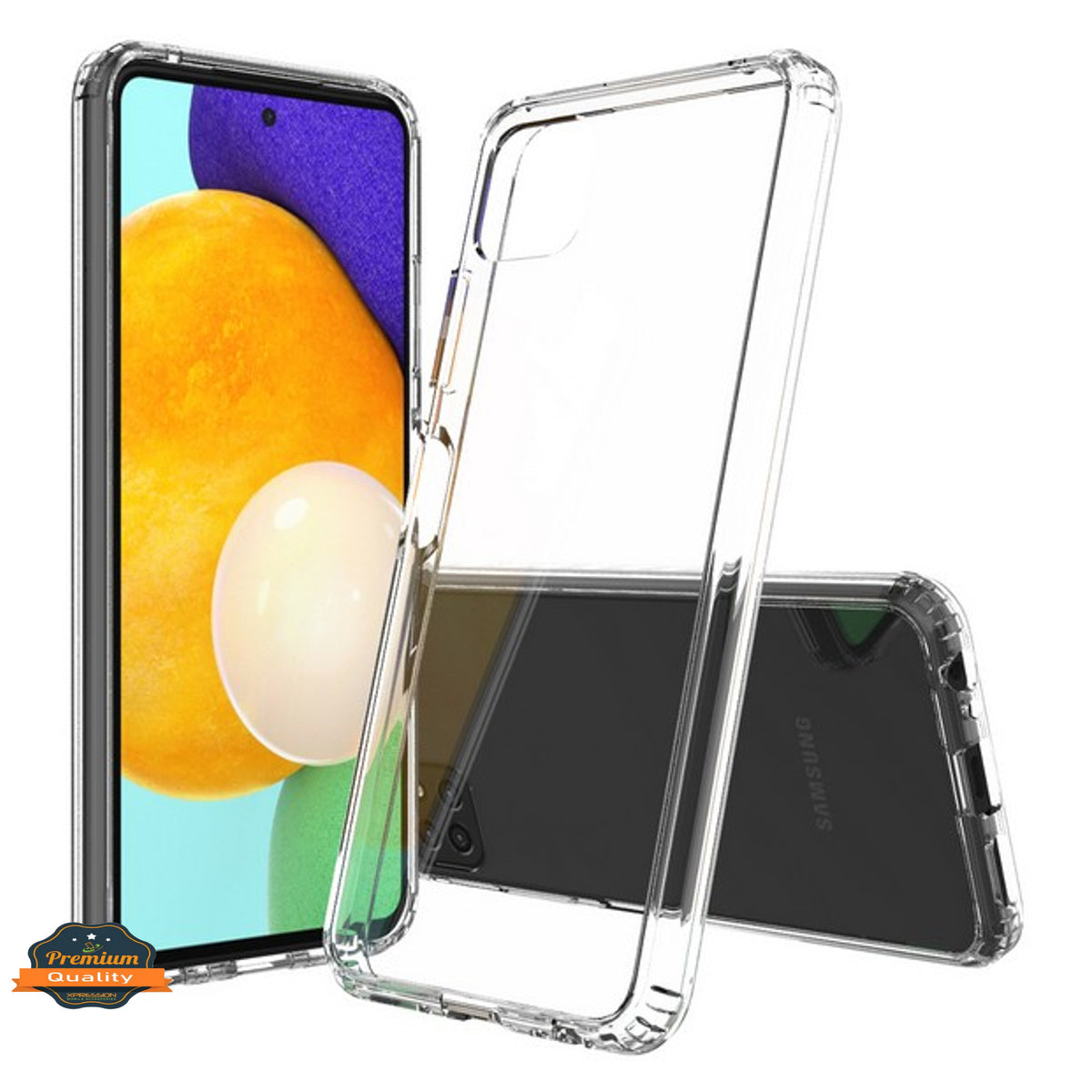 For Samsung Galaxy A22 5G Crystal Clear Back Panel + TPU Bumper Hybrid Thin Slim Hard Shockproof Defender Anti-Drop Crystal Phone Case Cover