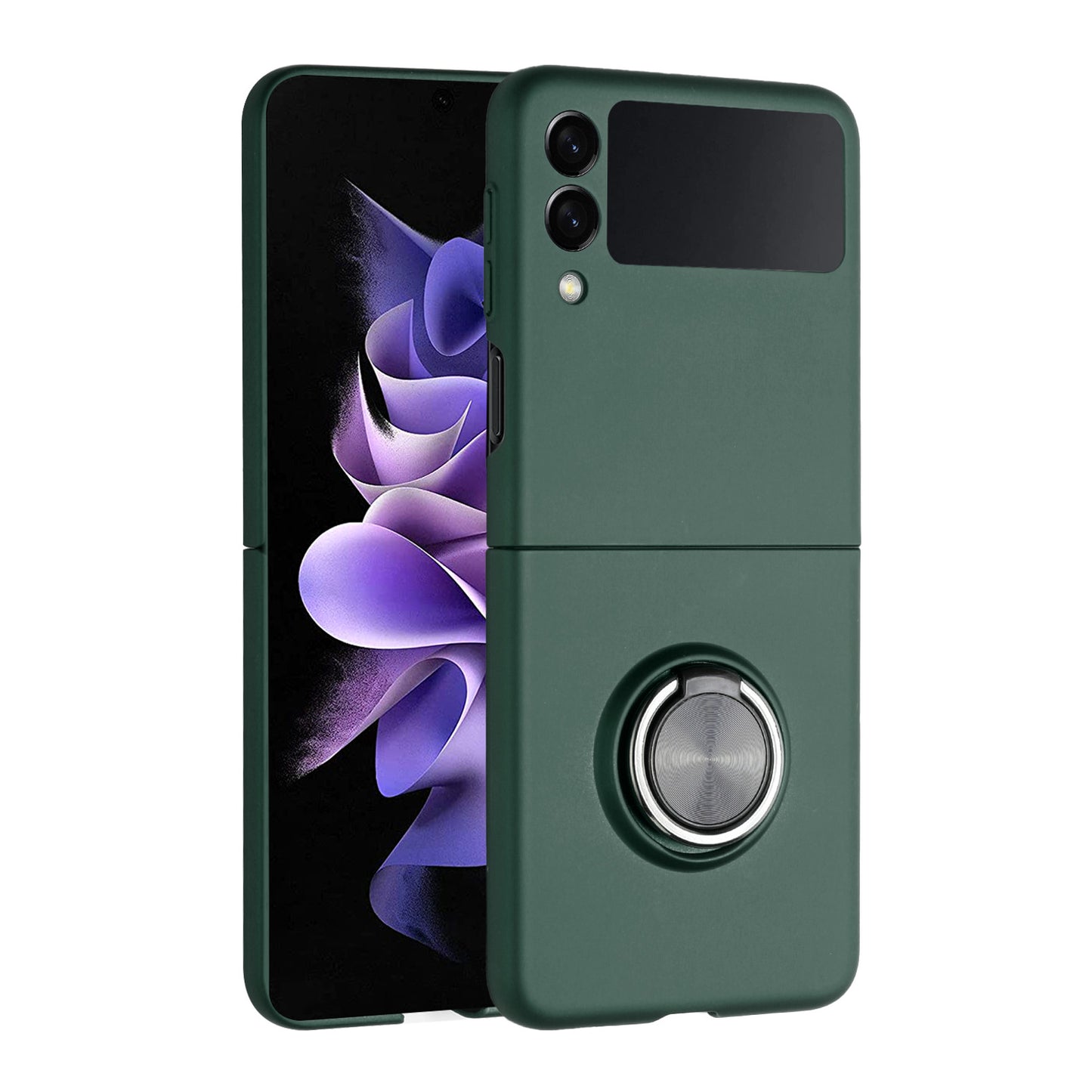 For Samsung Galaxy Z Flip 4 5G Hybrid 360 Rotatable Metal Invisible Ring Stand Holder Fit Magnetic Car Mount Shockproof Phone Case Cover