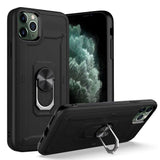 For Apple iPhone 12 Pro Max (6.7") Armor Hybrid Dual Layer 2in1 Military-Grade with 360° Rotating Metal Ring Holder Kickstand  Phone Case Cover